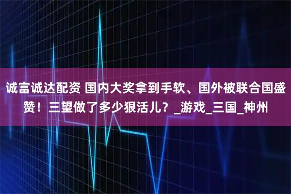 诚富诚达配资 国内大奖拿到手软、国外被联合国盛赞！三望做了多少狠活儿？_游戏_三国_神州